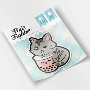You're My Bestea Boba Cat Vinyl Sticker Decorative Stickers Flair Fighter   