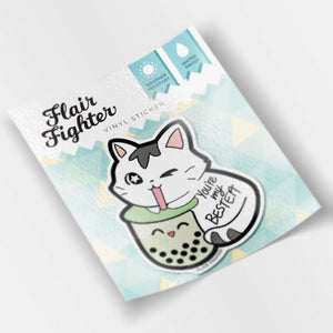You're My Bestea Boba Cat Vinyl Sticker (Matcha Green Tea Special Edition) Decorative Stickers Flair Fighter   