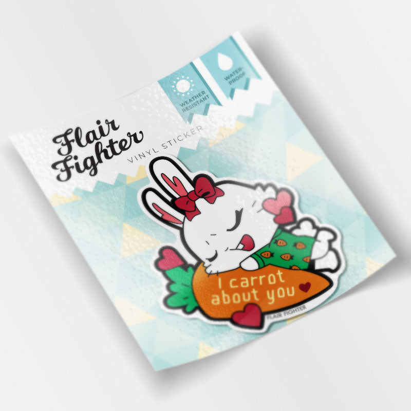 I Carrot About You Bunny Vinyl Sticker Decorative Stickers Flair Fighter   