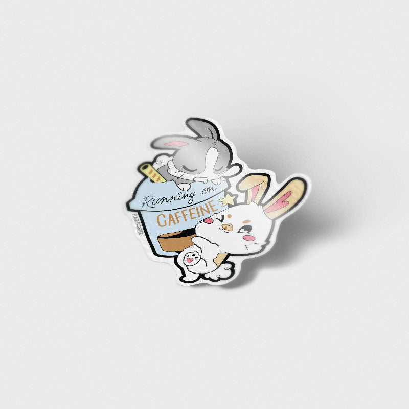 Running on Caffeine Bunnies Vinyl Sticker Decorative Stickers Flair Fighter   