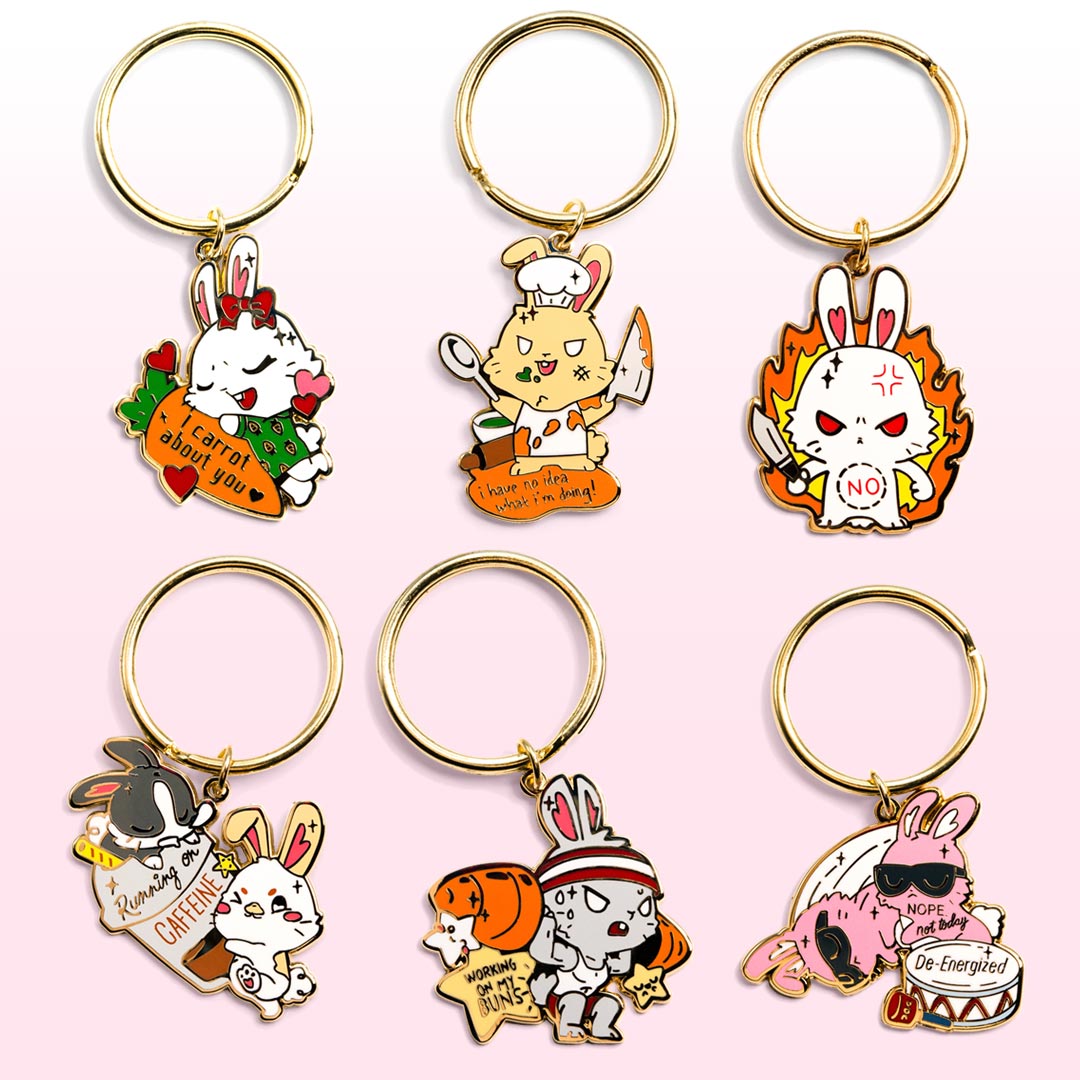 Bunny Collection Enamel Keychains SET B [6 PCS] Keychains Flair Fighter   