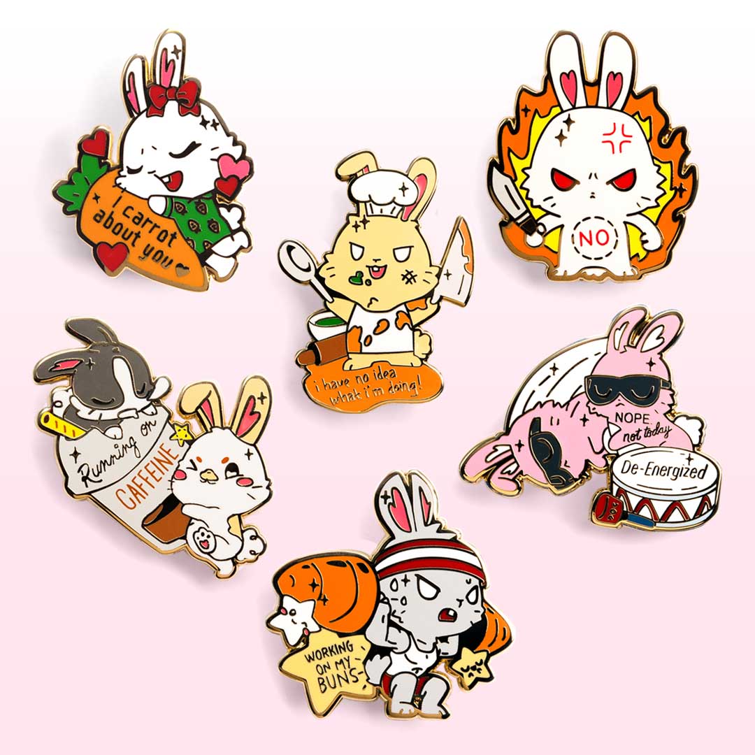 Bunny Collection Hard Enamel Lapel Pins SET A [6 PCS] - Flair Fighter