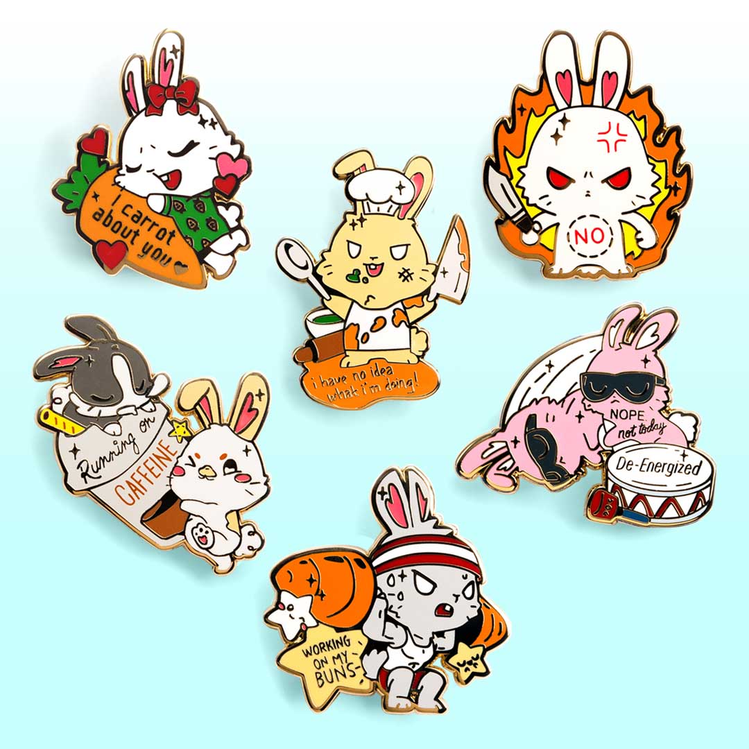 Bunny Collection Enamel Pins SET B [6 PCS] Brooches & Lapel Pins Flair Fighter   
