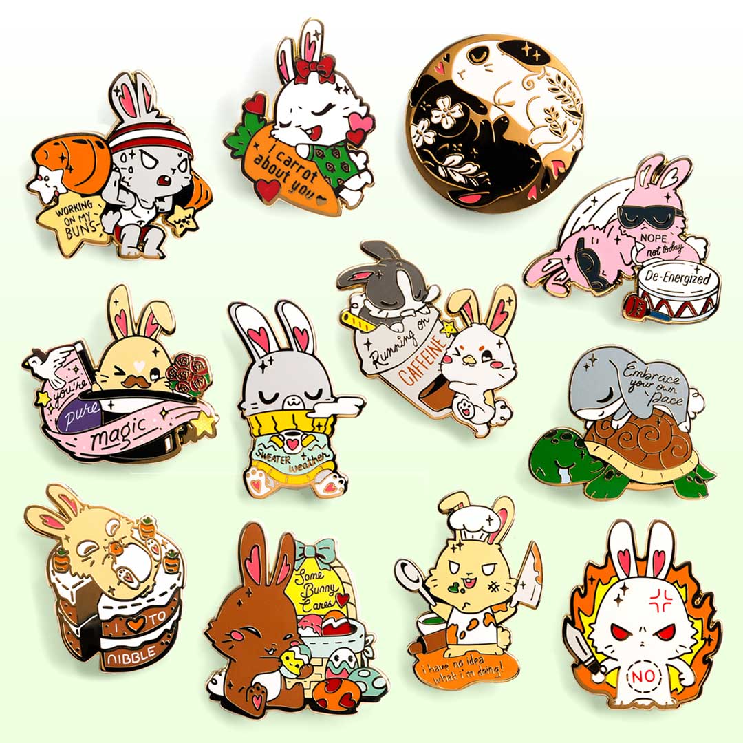 Bunny Collection Enamel Pins FULL SET [12 PCS] Brooches & Lapel Pins Flair Fighter   