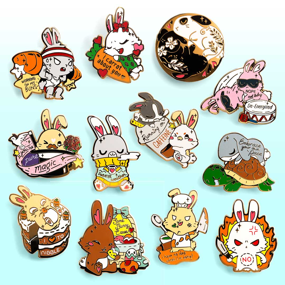 Bunny Collection Enamel Pins FULL SET [12 PCS] Brooches & Lapel Pins Flair Fighter   