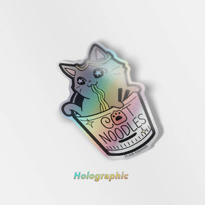 Cat (Cup) Noodles Holographic Vinyl Sticker Decorative Stickers Flair Fighter   
