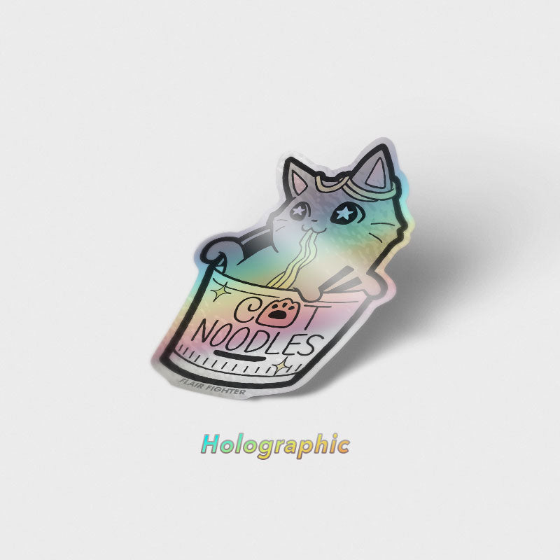 Cat (Cup) Noodles Holographic Vinyl Sticker Decorative Stickers Flair Fighter   