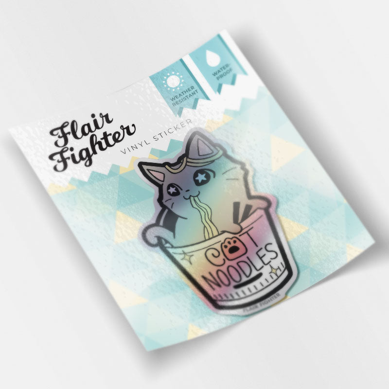 Cat (Cup) Noodles Holographic Vinyl Sticker Decorative Stickers Flair Fighter   