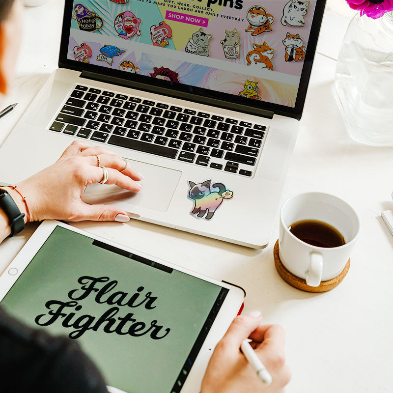 Cat Fart Holographic Vinyl Sticker Decorative Stickers Flair Fighter   