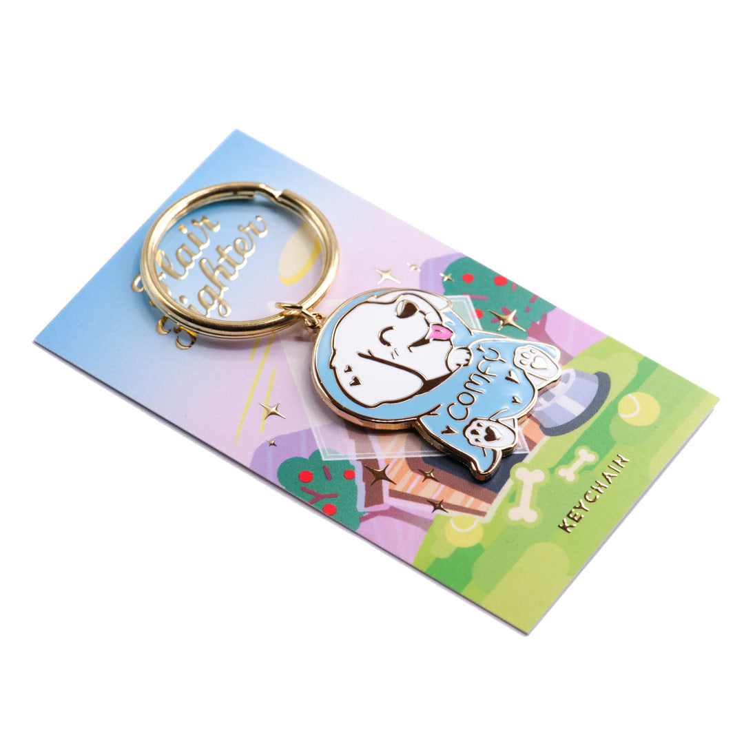 Comfy Blanket Golden Retriever Enamel Keychain  Flair Fighter   