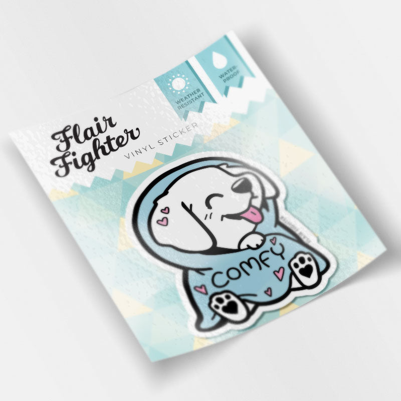 Comfy Blanket Golden Retriever Vinyl Sticker  Flair Fighter   