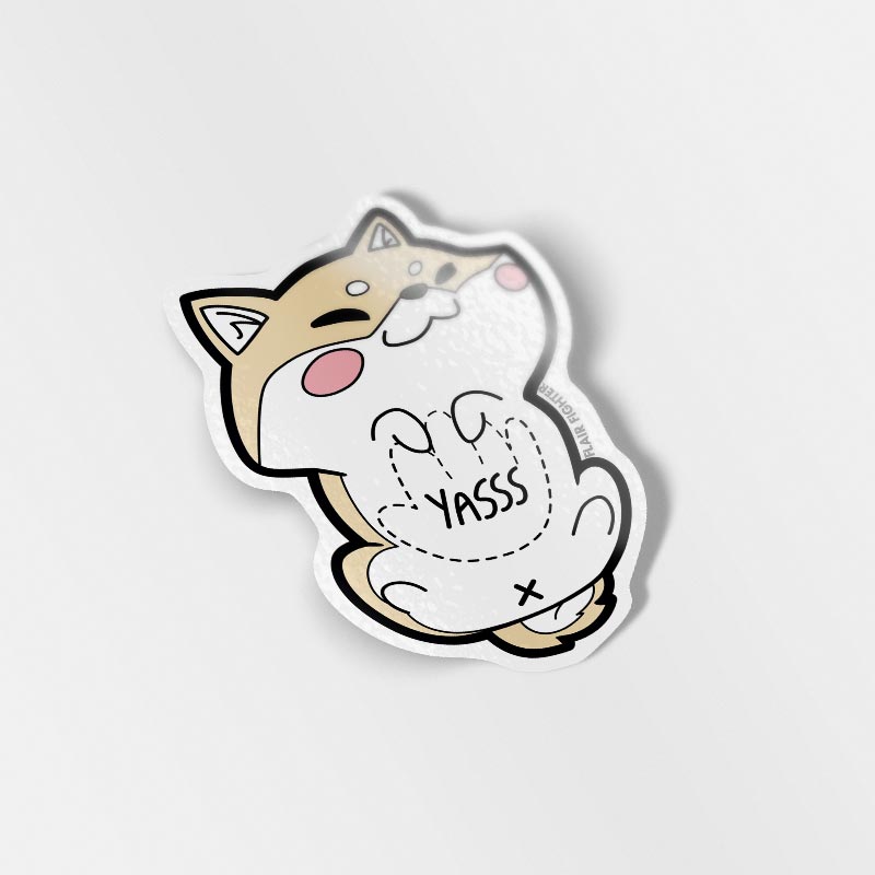 Cream Shiba Inu Belly Rub "Yasss" Vinyl Sticker Decorative Stickers Flair Fighter   
