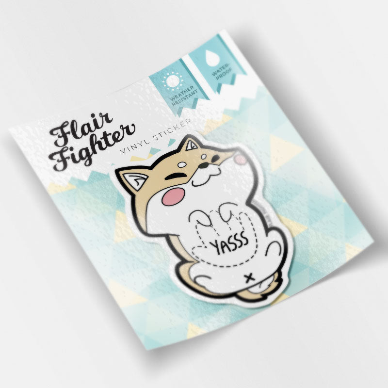 Cream Shiba Inu Belly Rub "Yasss" Vinyl Sticker Decorative Stickers Flair Fighter   