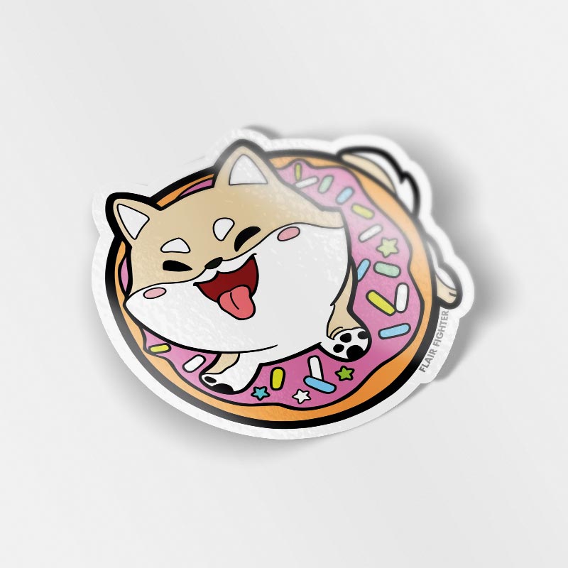 Cream Shiba Inu Donut Vinyl Sticker Decorative Stickers Flair Fighter   