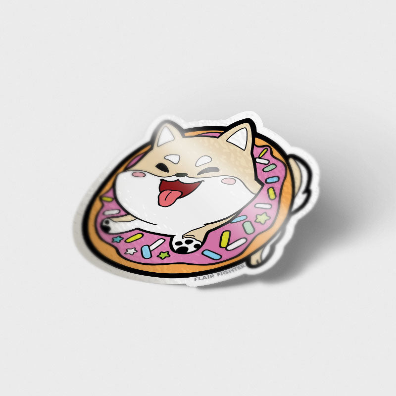 Cream Shiba Inu Donut Vinyl Sticker Decorative Stickers Flair Fighter   