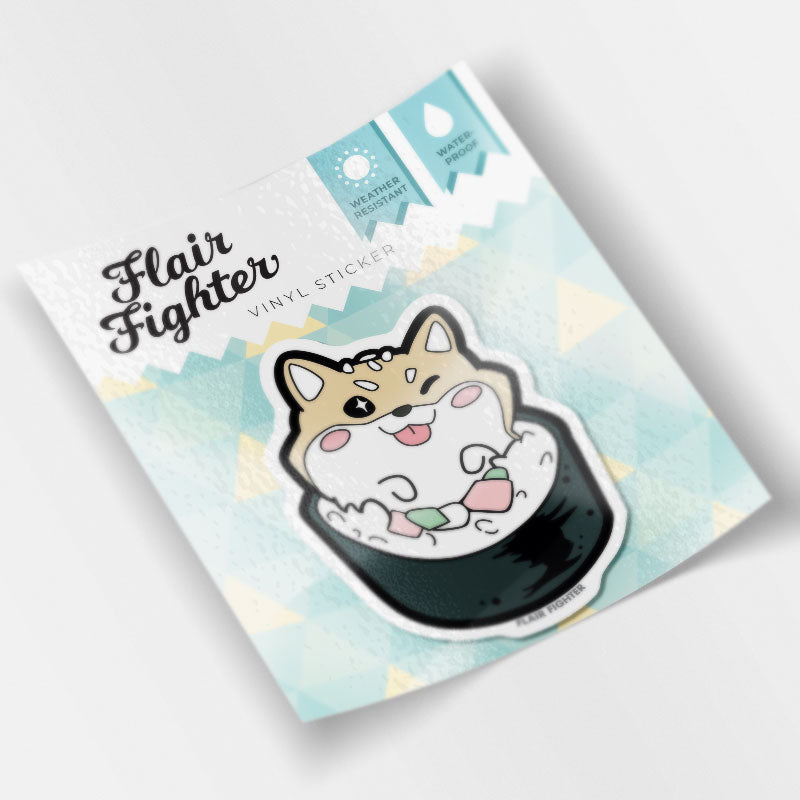Cream Shiba Inu Maki Sushi Roll Vinyl Sticker Decorative Stickers Flair Fighter   