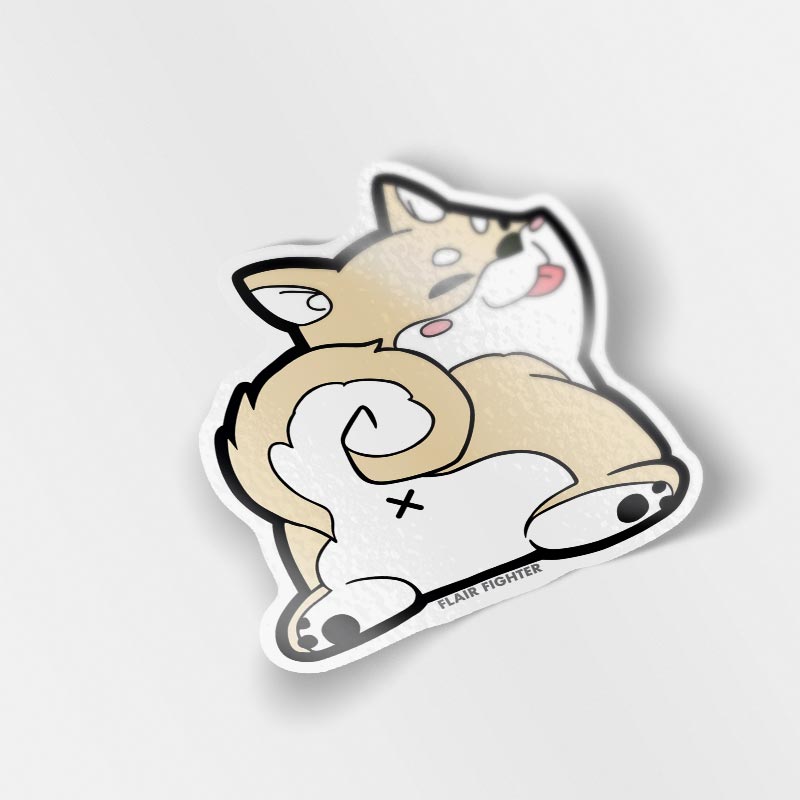 Cream Shiba Inu Sploot Vinyl Sticker  Flair Fighter   