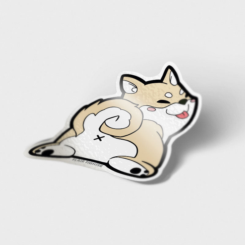Cream Shiba Inu Sploot Vinyl Sticker  Flair Fighter   