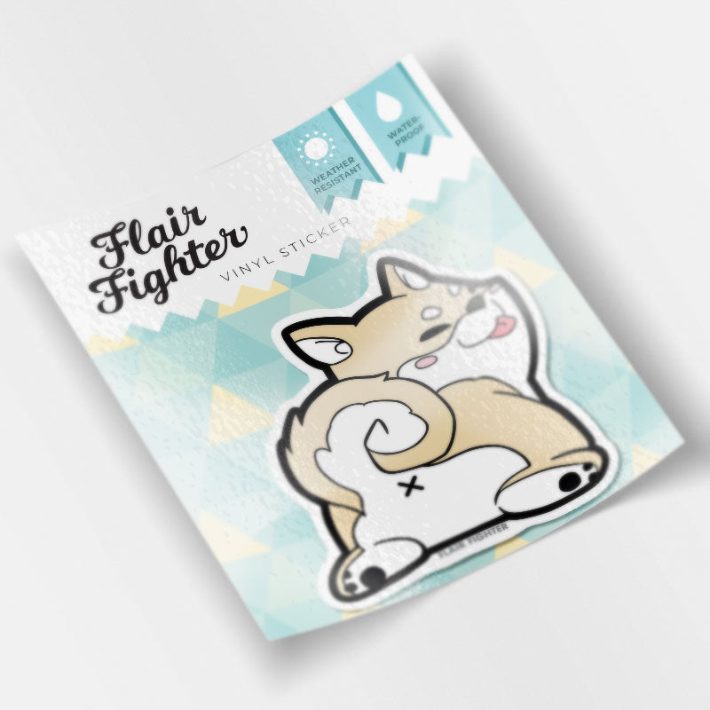 Cream Shiba Inu Sploot Vinyl Sticker  Flair Fighter   