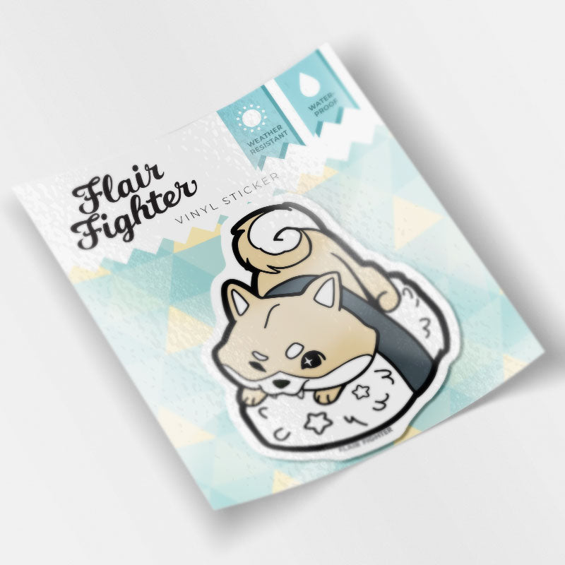 Cream Shiba Inu Sushi Vinyl Sticker Decorative Stickers Flair Fighter   