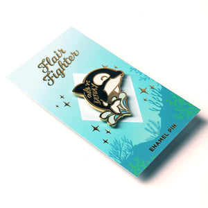 "Cute n Deadly" Orca Killer Whale Enamel Pin Brooches & Lapel Pins Flair Fighter   