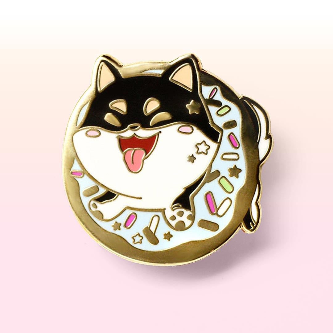 Black & Tan Shiba Inu Donut Enamel Pin Brooches & Lapel Pins Flair Fighter   