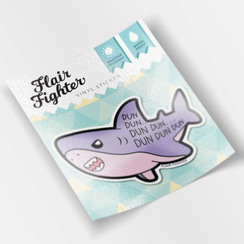 Dun Dun Dun Scary Shark Waterproof Vinyl Sticker - Flair Fighter