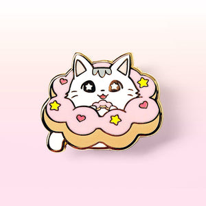 Mochi Pon-De-Ring Donut Cat Enamel Pin Brooches & Lapel Pins Flair Fighter   