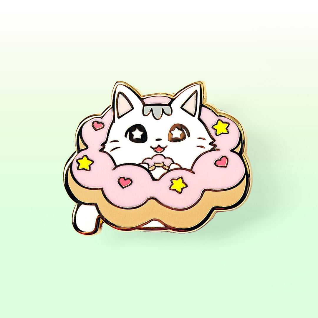 Mochi Pon-De-Ring Donut Cat Enamel Pin Brooches & Lapel Pins Flair Fighter   
