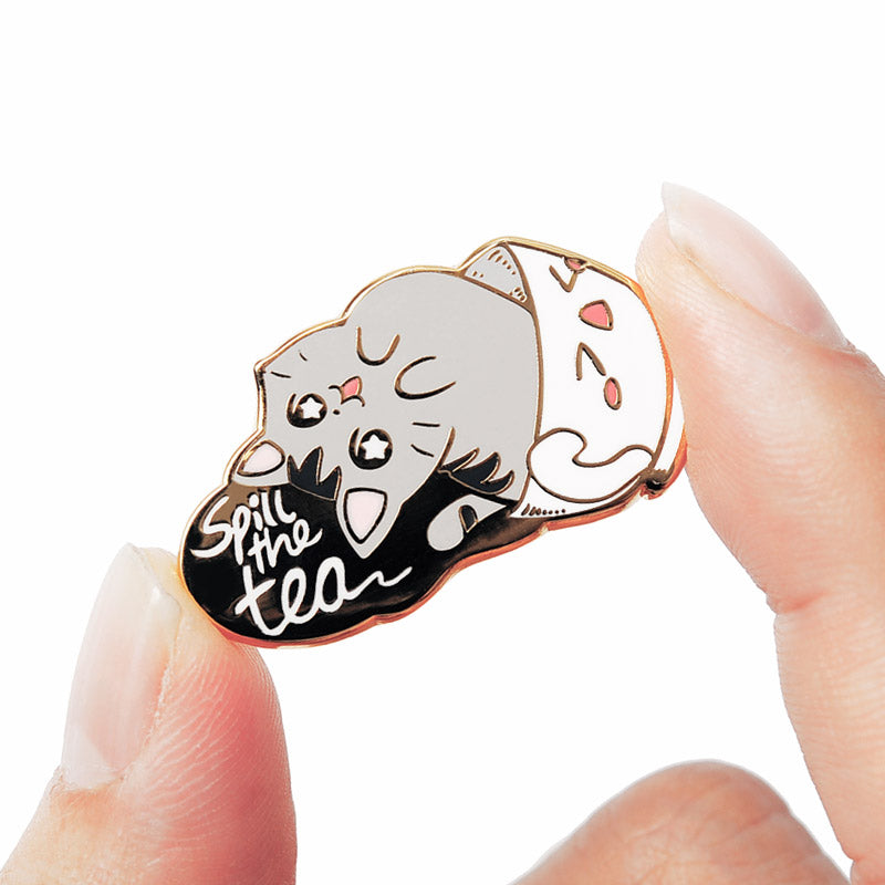 Spill the Tea Cat Enamel Pin Brooches & Lapel Pins Flair Fighter   