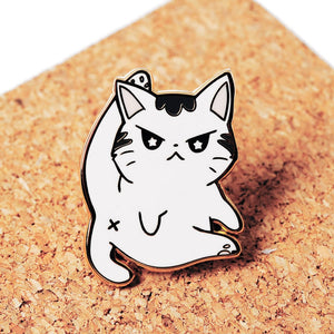 Angry Gray Cat Pin  Funny, cute, & nerdy pins