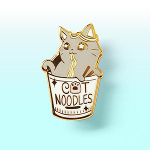 Cat (Cup) Noodles Enamel Pin + Keychain + Vinyl Sticker BUNDLE [3 PCS] Brooches & Lapel Pins Flair Fighter   