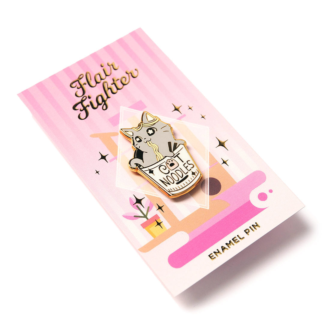 Cat (Cup) Noodles Enamel Pin Brooches & Lapel Pins Flair Fighter   