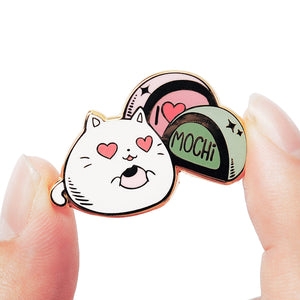 I Love Mochi Cat Enamel Pin Brooches & Lapel Pins Flair Fighter   