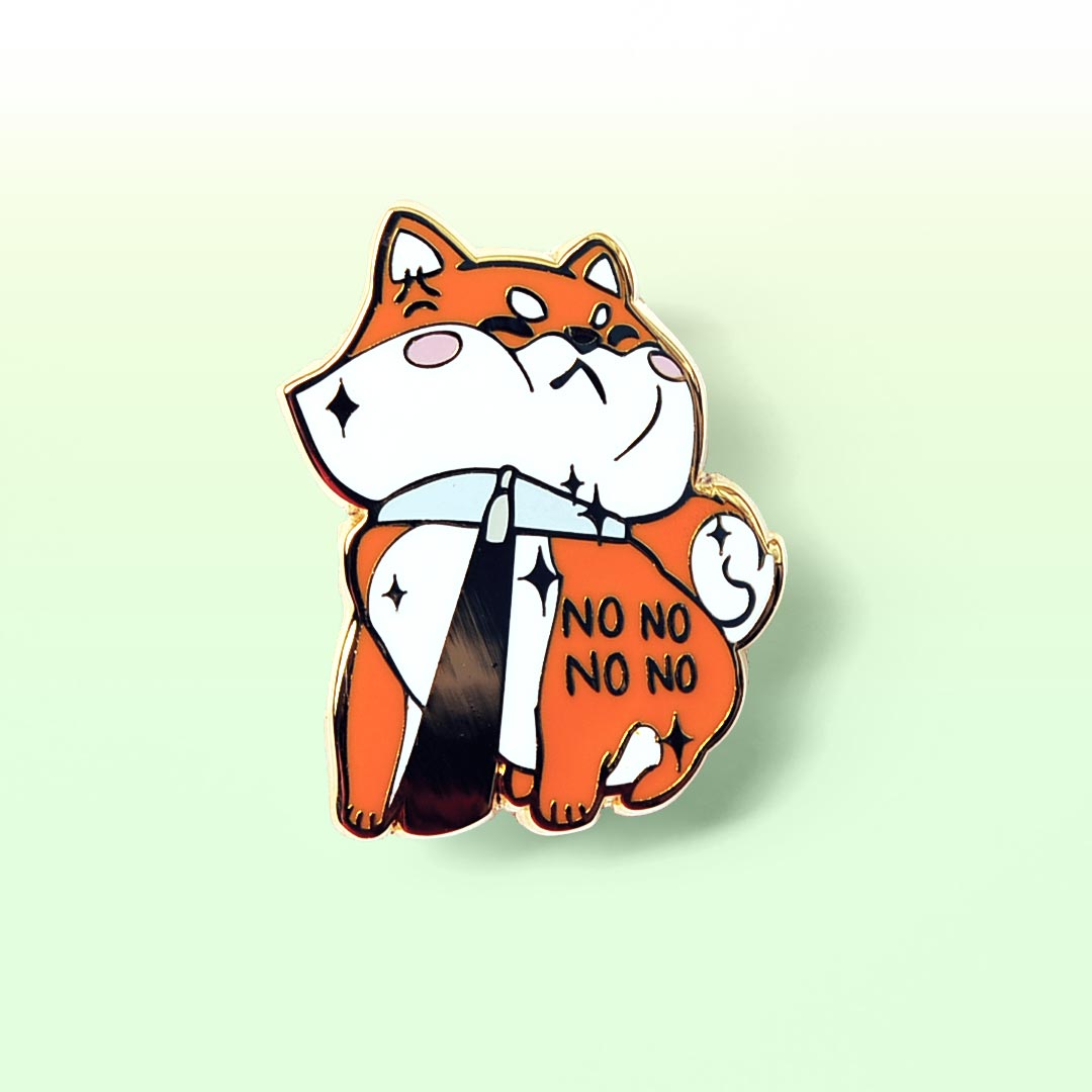 Stubborn Red Shiba Inu NO NO NO NO Enamel Pin Brooches & Lapel Pins Flair Fighter   