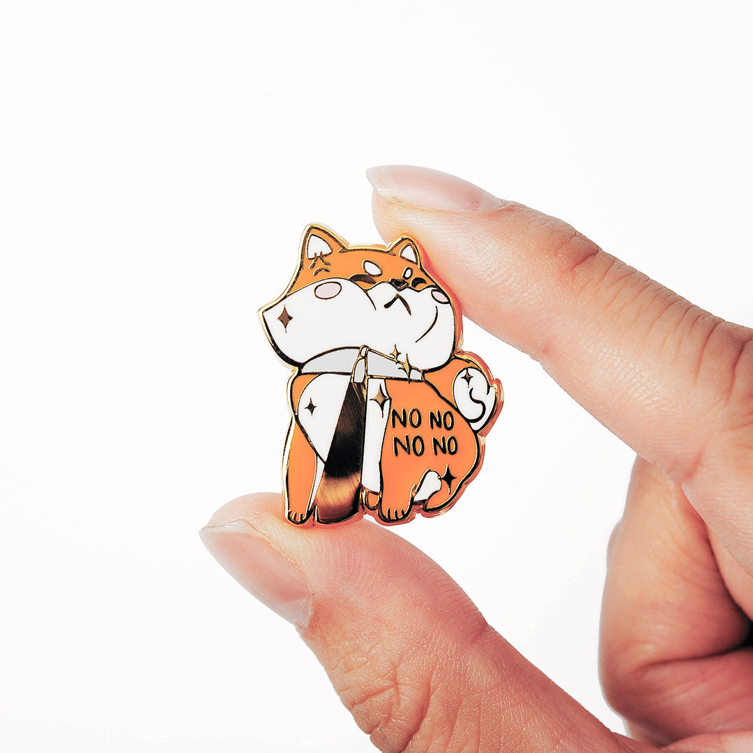 Stubborn Red Shiba Inu NO NO NO NO Enamel Pin Brooches & Lapel Pins Flair Fighter   