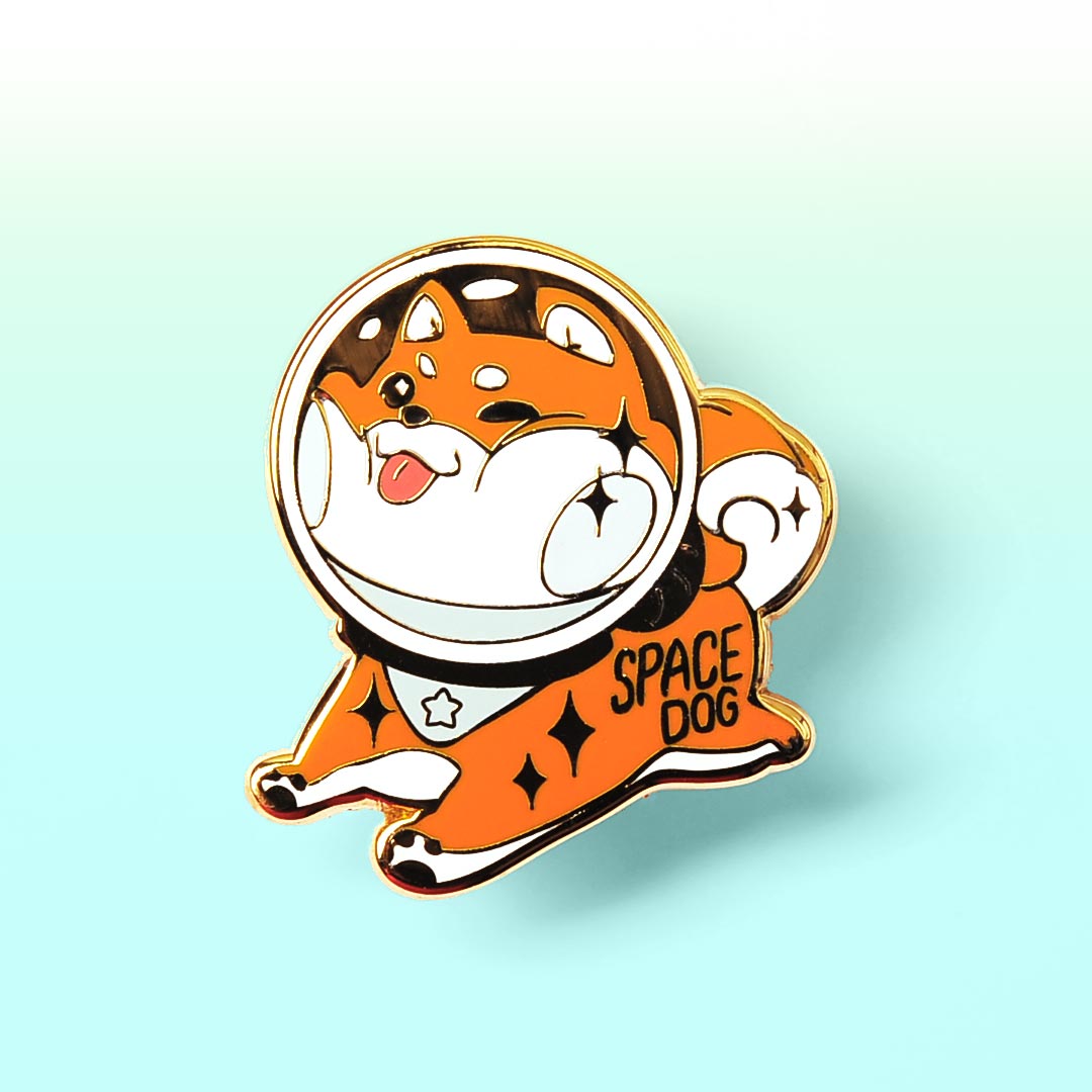 Red Shiba Inu Space Dog Enamel Pin Brooches & Lapel Pins Flair Fighter   