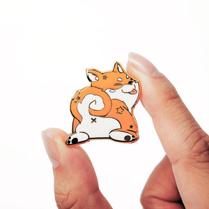 Red Shiba Inu Sploot Enamel Pin Brooches & Lapel Pins Flair Fighter   