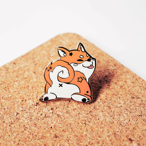 Red Shiba Inu Sploot Enamel Pin Brooches & Lapel Pins Flair Fighter   