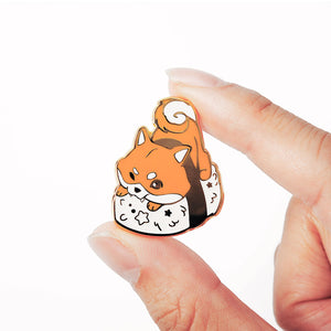 Red Shiba Inu Sushi Enamel Pin Brooches & Lapel Pins Flair Fighter   