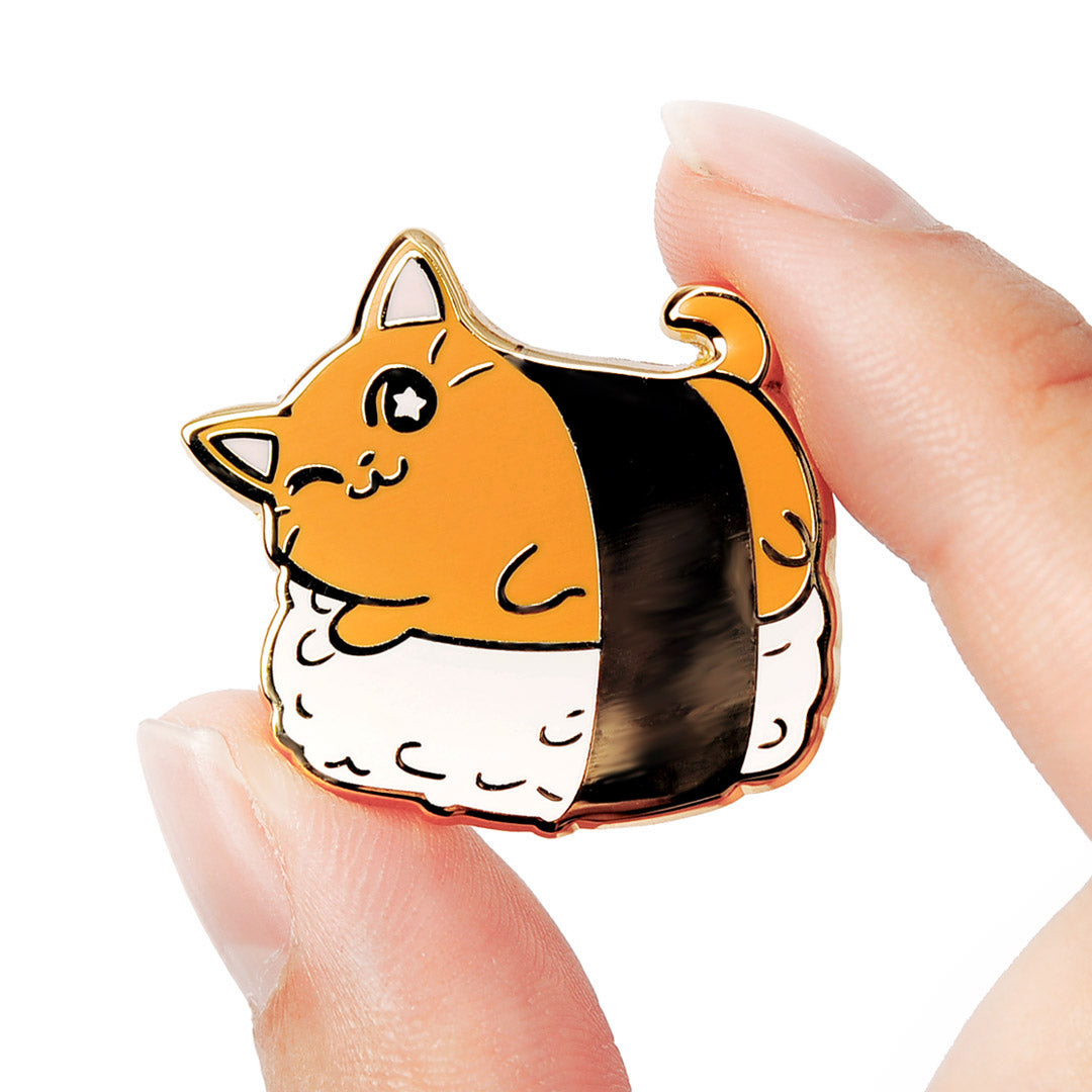 Salmon Sushi Cat Enamel Pin Brooches & Lapel Pins Flair Fighter   