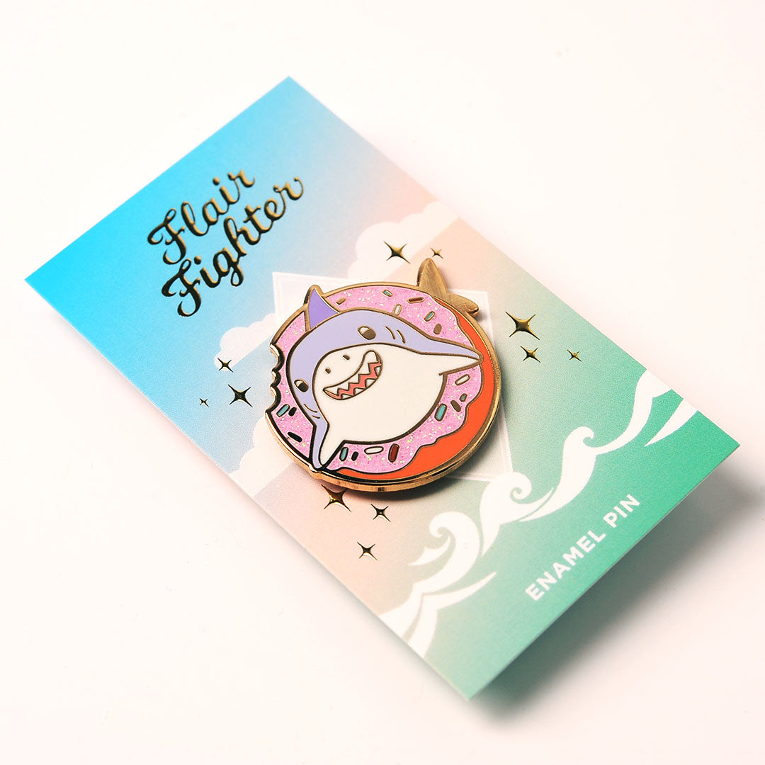 Donut Shark Enamel Pin Brooches & Lapel Pins Flair Fighter   