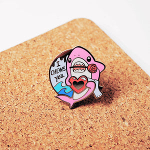 I Chews You Shark Enamel Pin Brooches & Lapel Pins Flair Fighter   