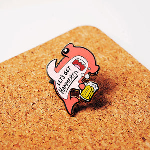 Let's Get Hammered Hammerhead Shark Enamel Pin (Pink Variant) Brooches & Lapel Pins Flair Fighter   