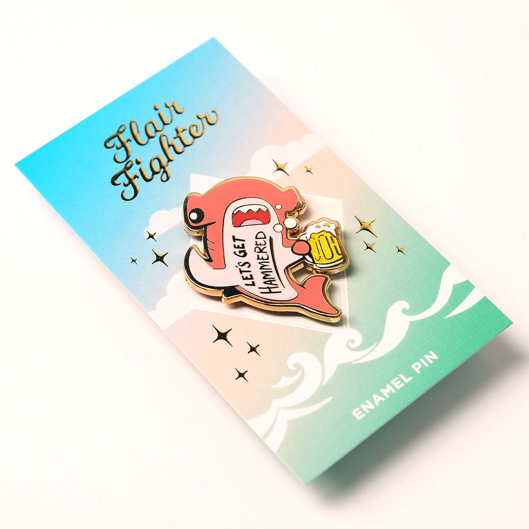 Let's Get Hammered Hammerhead Shark Enamel Pin (Pink Variant) Brooches & Lapel Pins Flair Fighter   