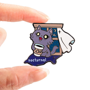 Nocturnal (Nebelung Cat) Enamel Pin Brooches & Lapel Pins Flair Fighter   