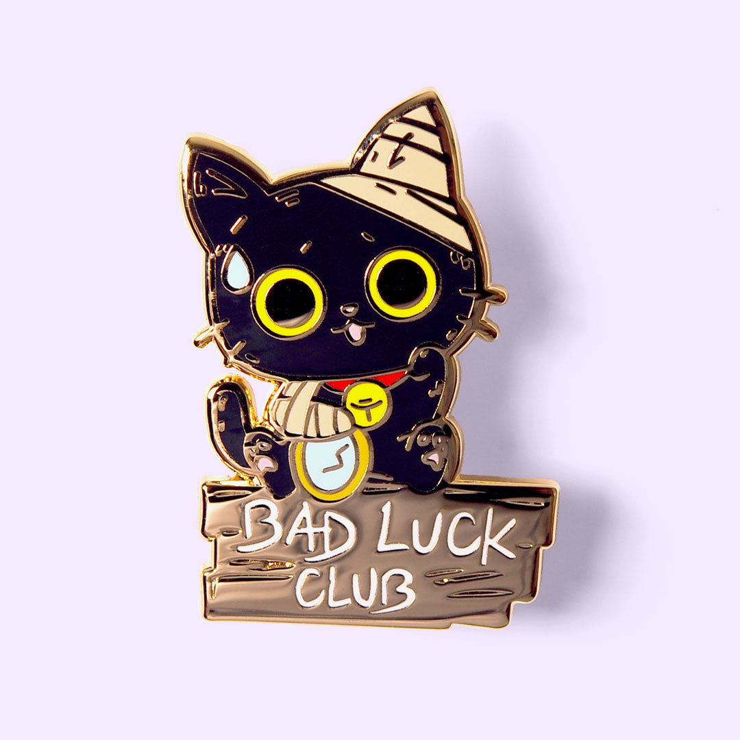Bad Luck Club Black Cat Enamel Pin Brooches & Lapel Pins Flair Fighter   