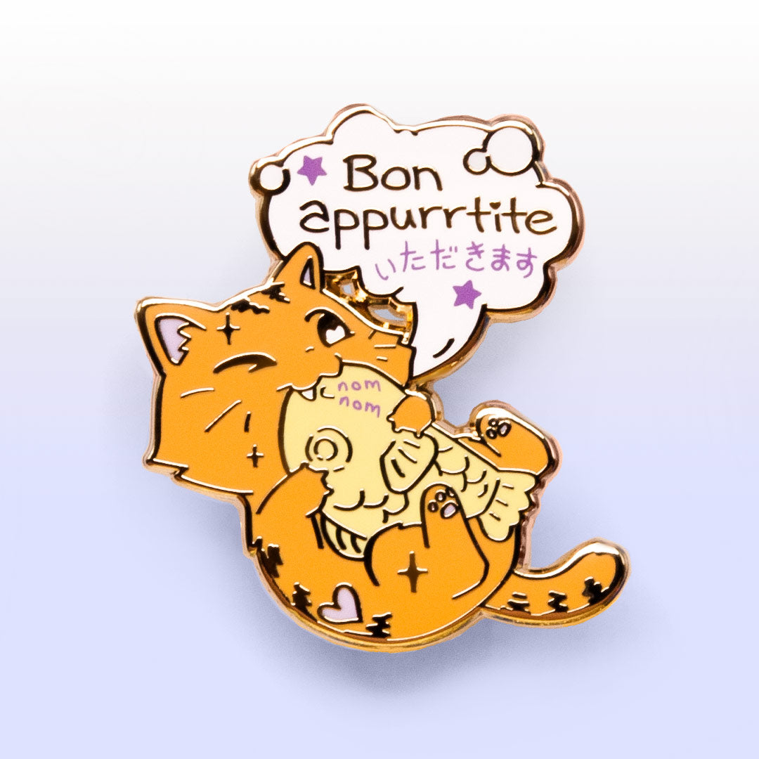 Bon Appurrtite Cat Enamel Pin Brooches & Lapel Pins Flair Fighter   