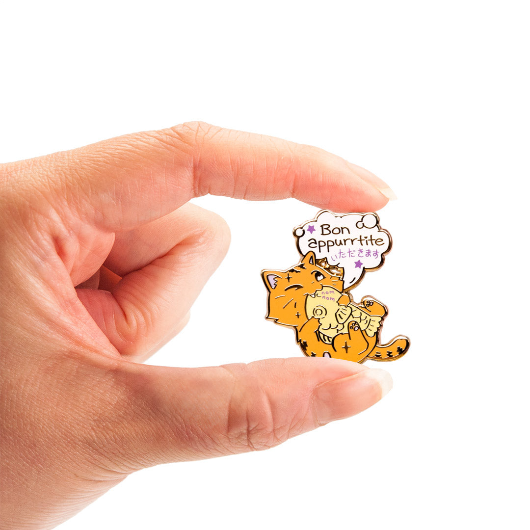 Bon Appurrtite Cat Enamel Pin Brooches & Lapel Pins Flair Fighter   