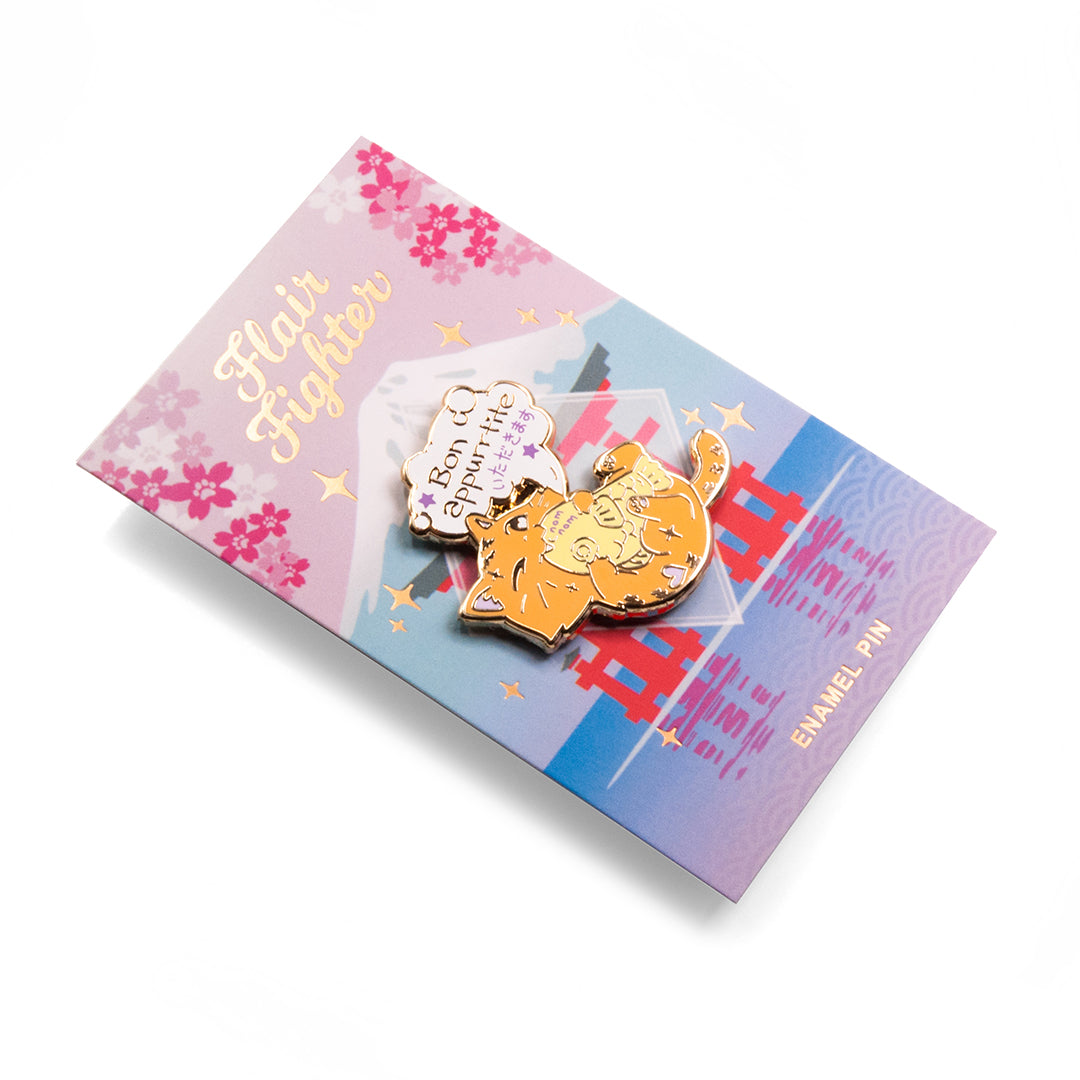 Bon Appurrtite Cat Enamel Pin Brooches & Lapel Pins Flair Fighter   